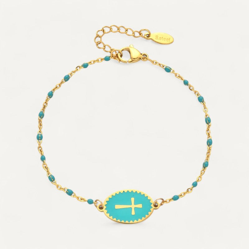 Emaille-Armband mit Kreuzanhänger