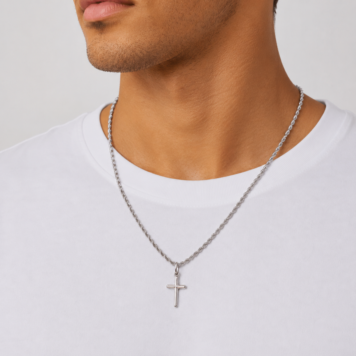 Collier Croix Chaîne Torsadée