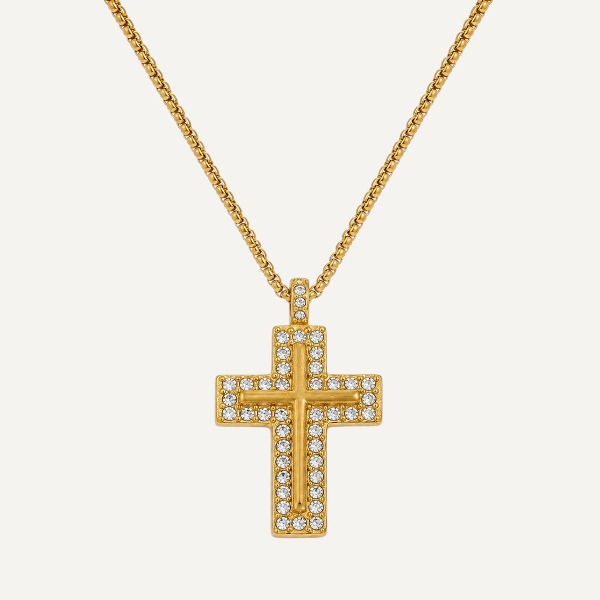 Kreuz Halskette mit funkelnder Steinbesetzung