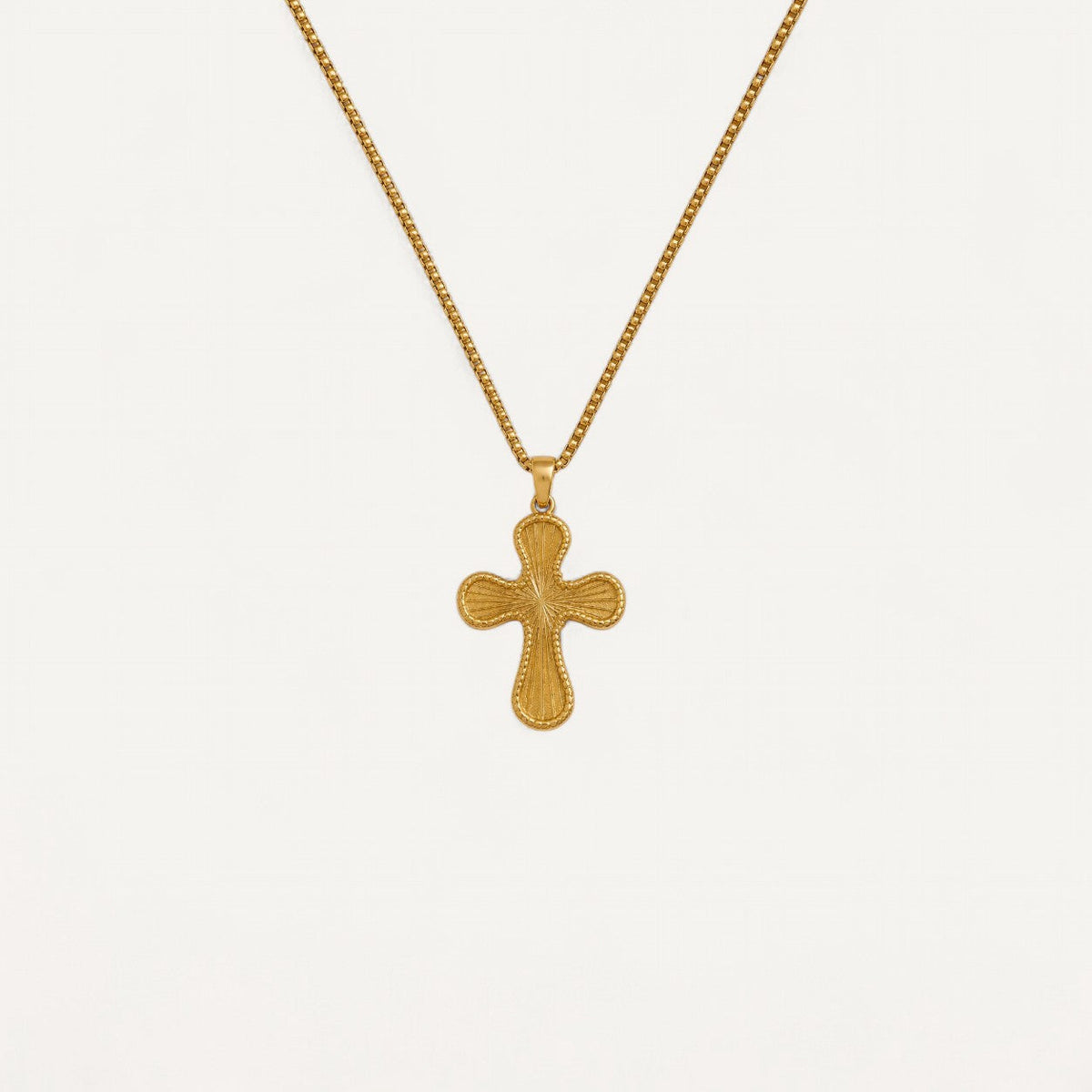 Goldene Kreuz Halskette mit Strahlenmotiven