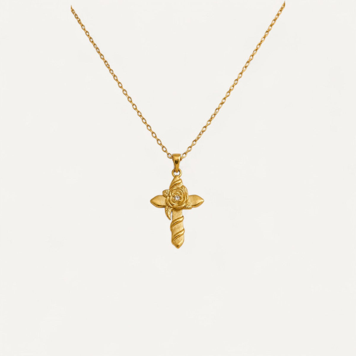 Kreuz Halskette mit Rose