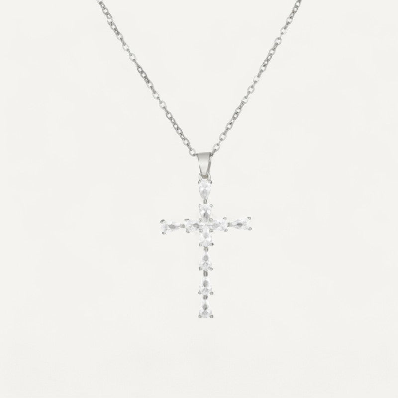 Kreuz-Halskette mit Kristall für Damen