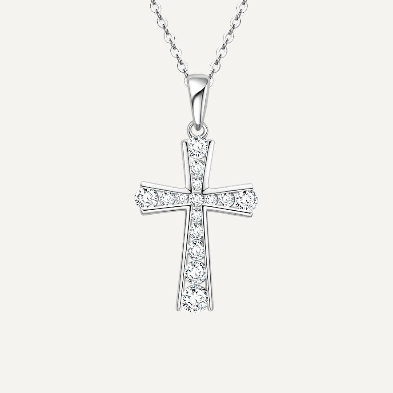 Kreuzhalskette mit leuchtendem Kreuz aus 925 Sterling Silber