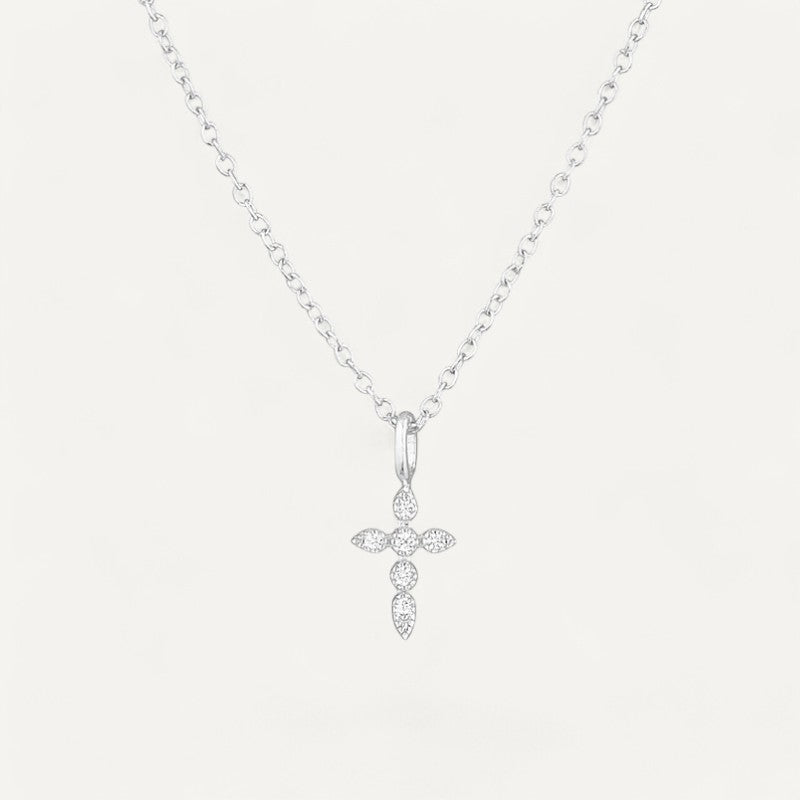 Kreuzhalskette Marquise aus 925 Sterling Silber