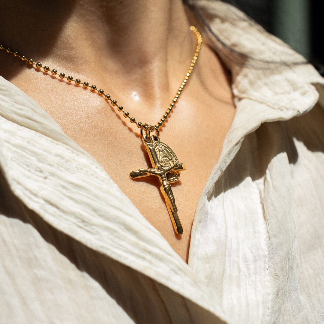 Halskette Kreuz Damen mit Wundertätiger-Medaille