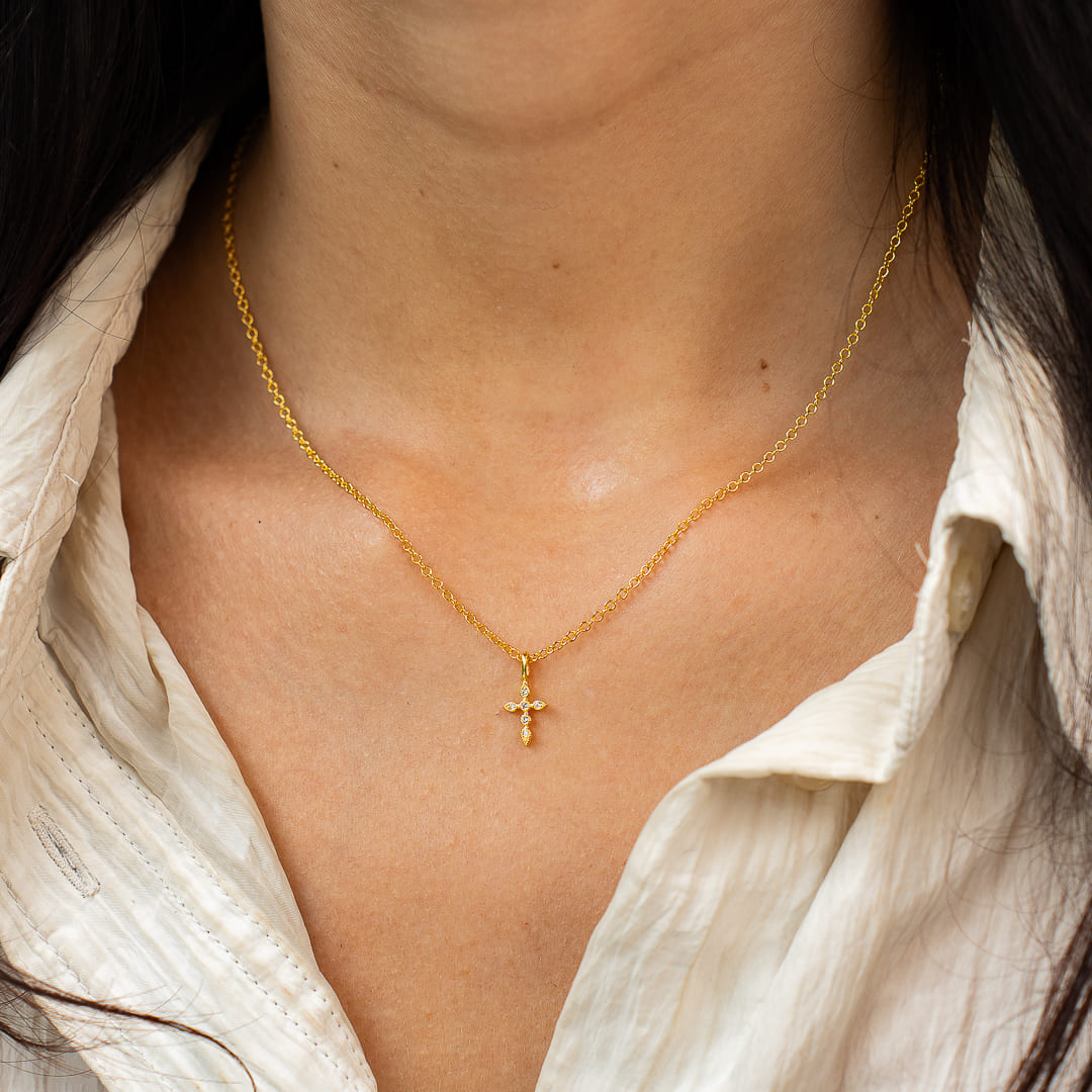 Kreuzhalskette Marquise aus 925 Sterling Silber