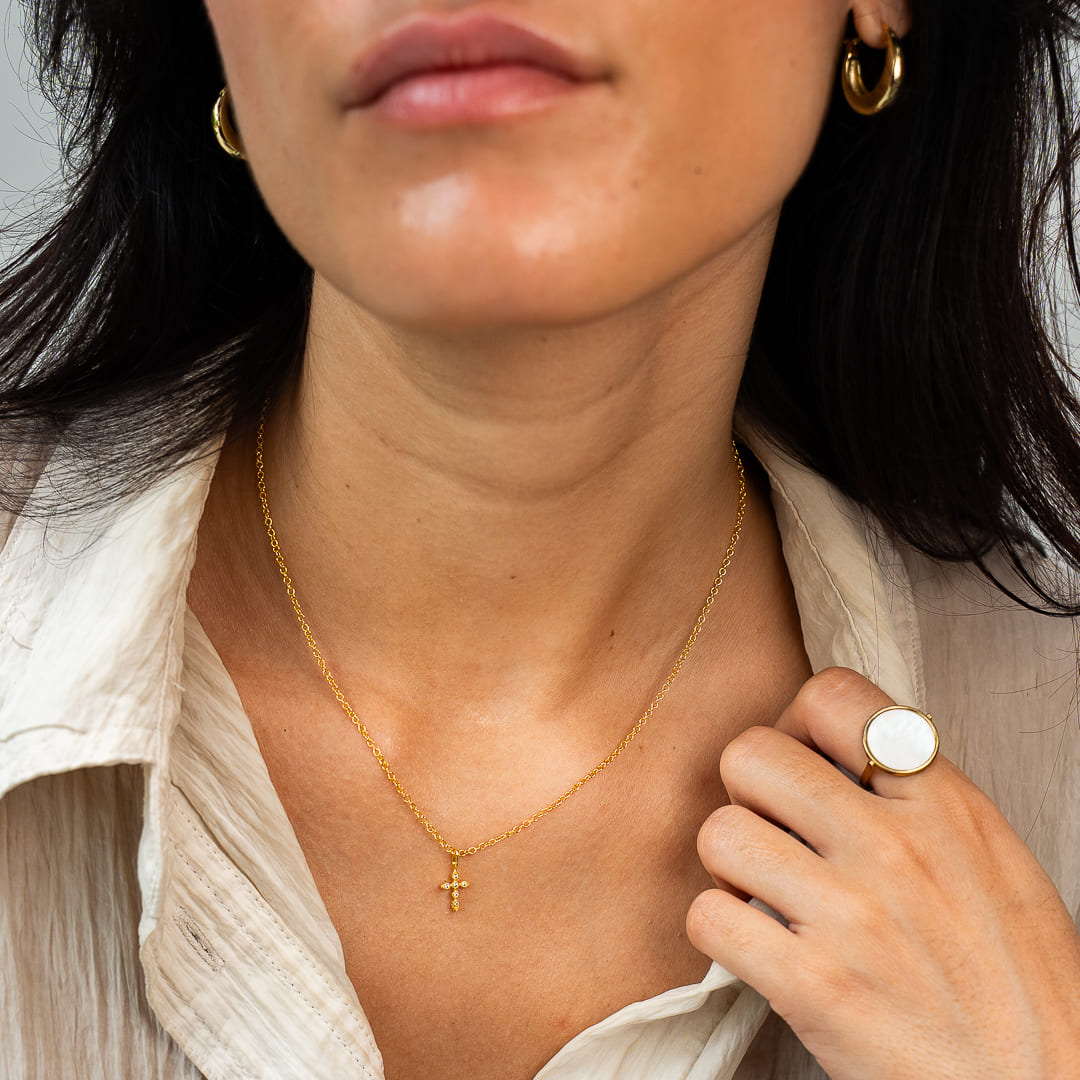 Kreuzhalskette Marquise aus 925 Sterling Silber