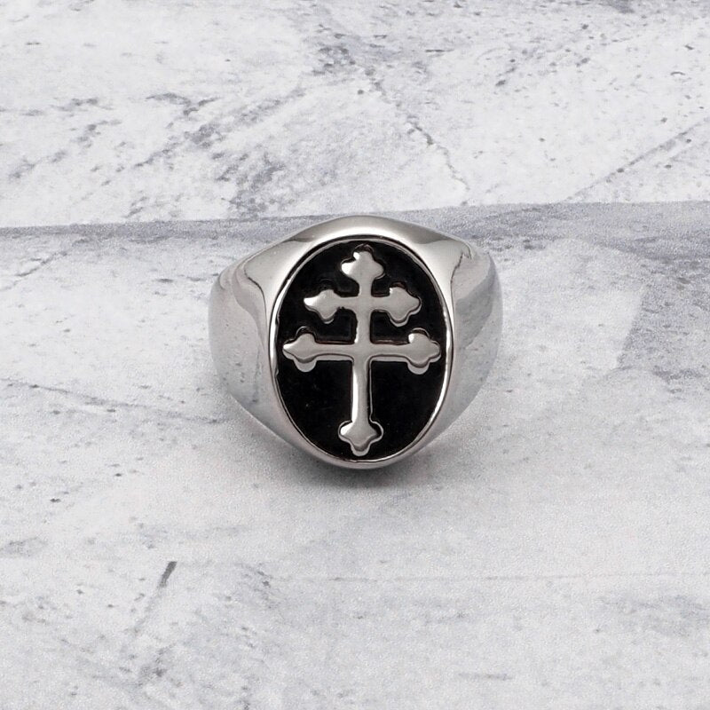 Kreuz von Lorraine Siegelring Silber