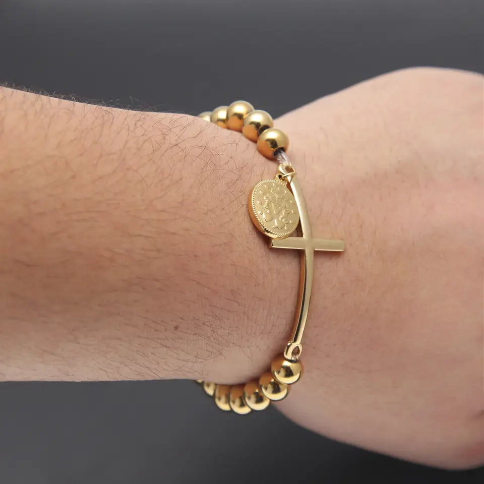 Armband mit Kreuz und Medaillon der Jungfrau Maria