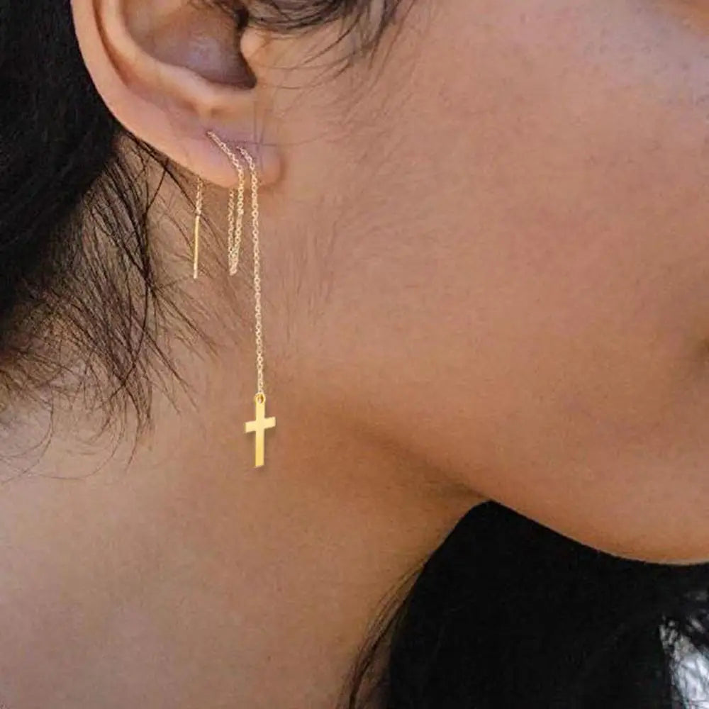 Kreuz Ohrringe mit Kette