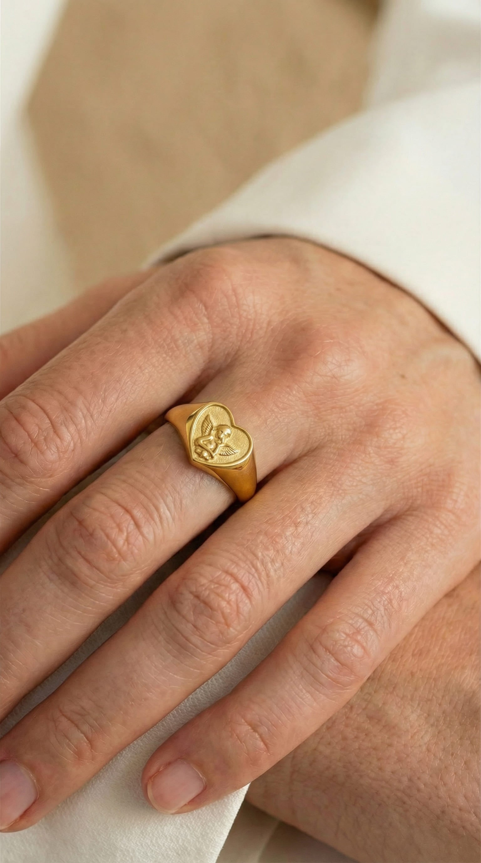 Kreuz Ring Schutzengel Herz
