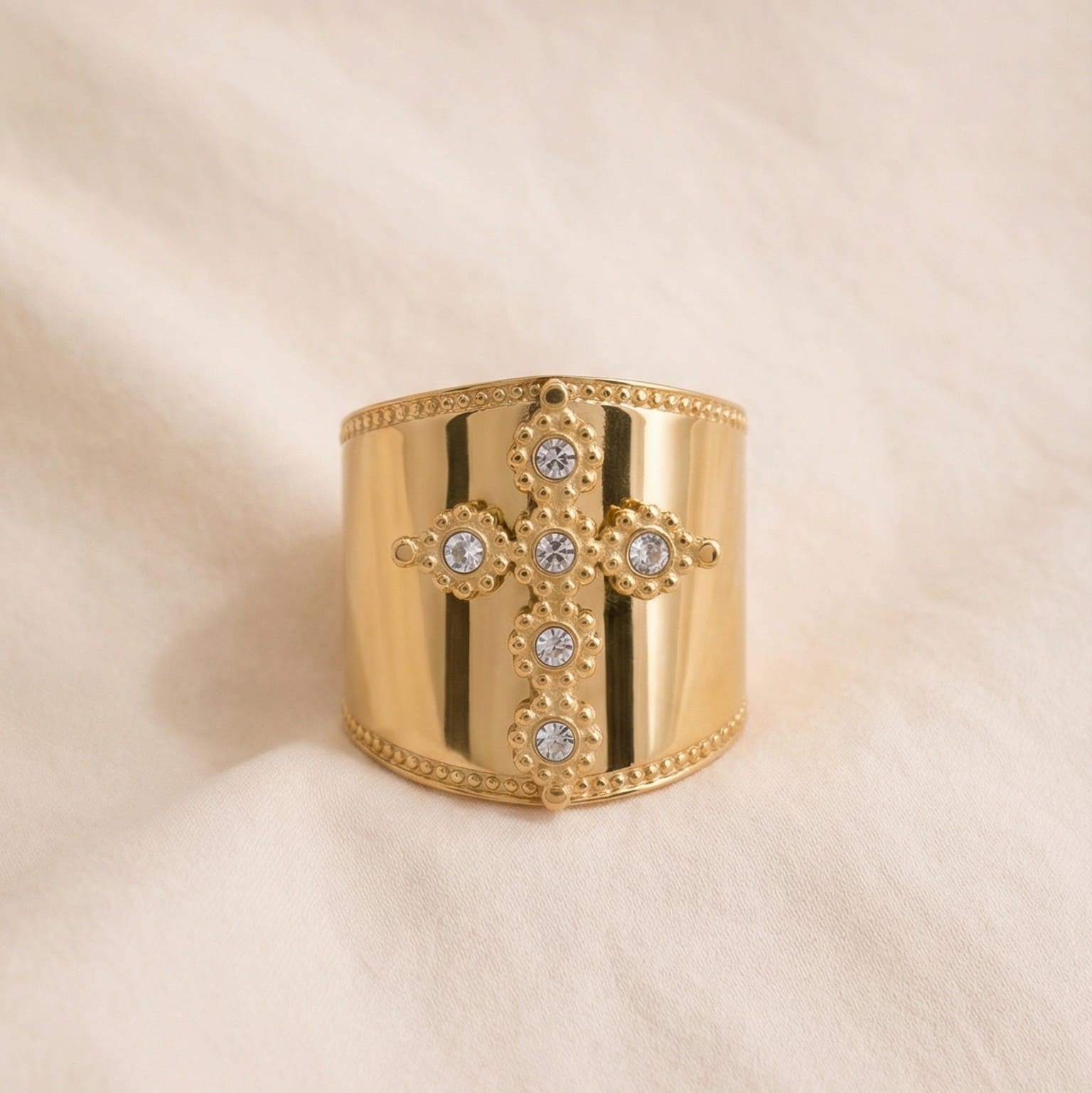 Breiter Kreuz Ring elegantes Design