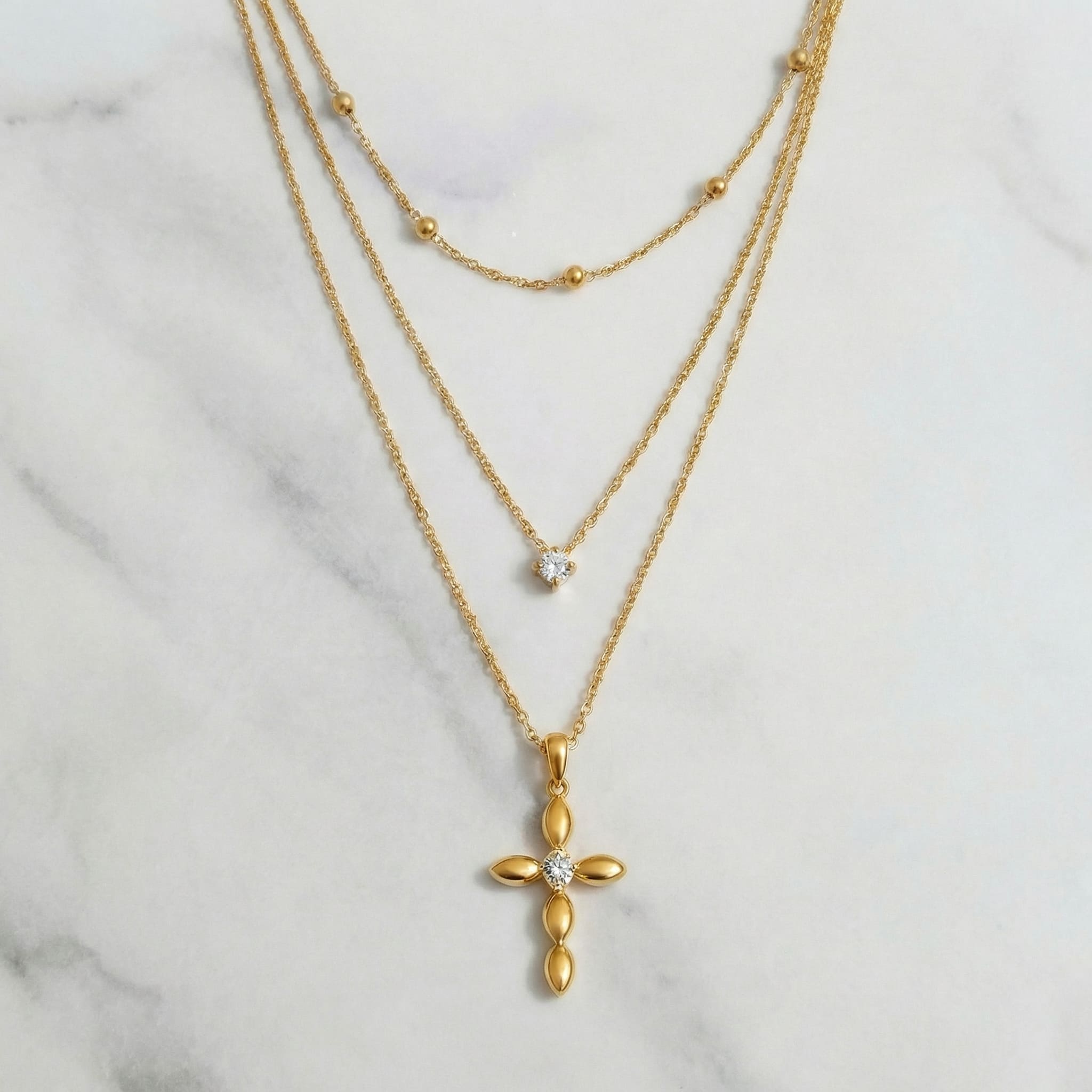 Mehrreihige Kreuz Halskette elegant