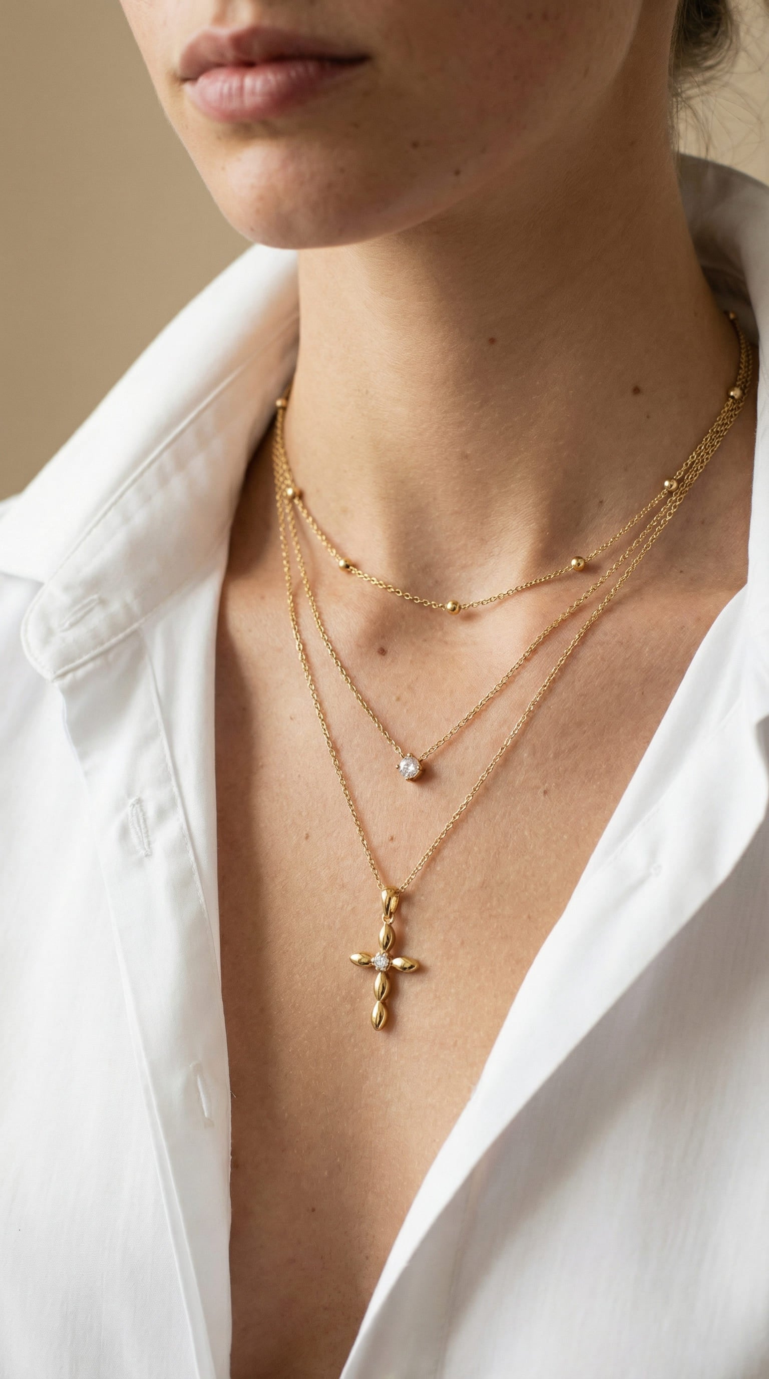 Mehrreihige Kreuz Halskette elegant