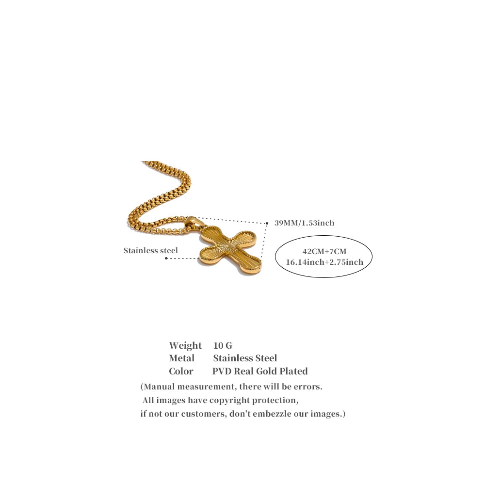 Goldene Kreuz Halskette mit Strahlenmotiven