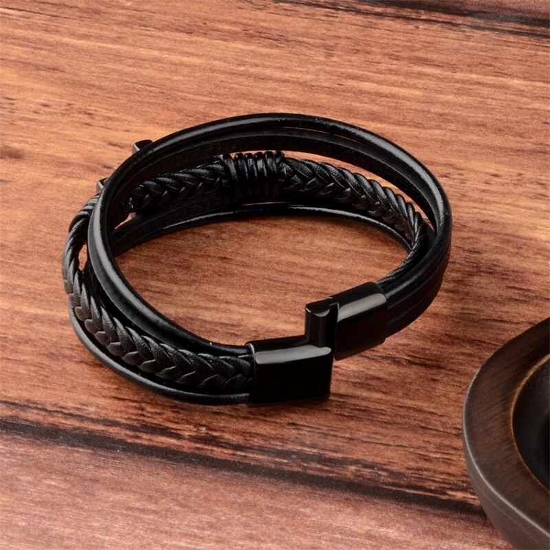 Bracelet Croix Cuir pour Homme