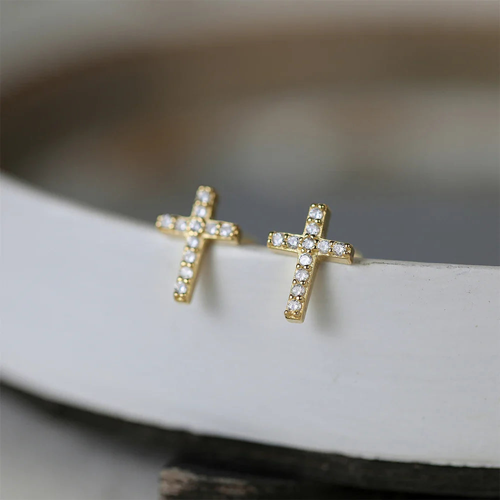 Piercing Kreuz mit Zirkonia-Kristallen