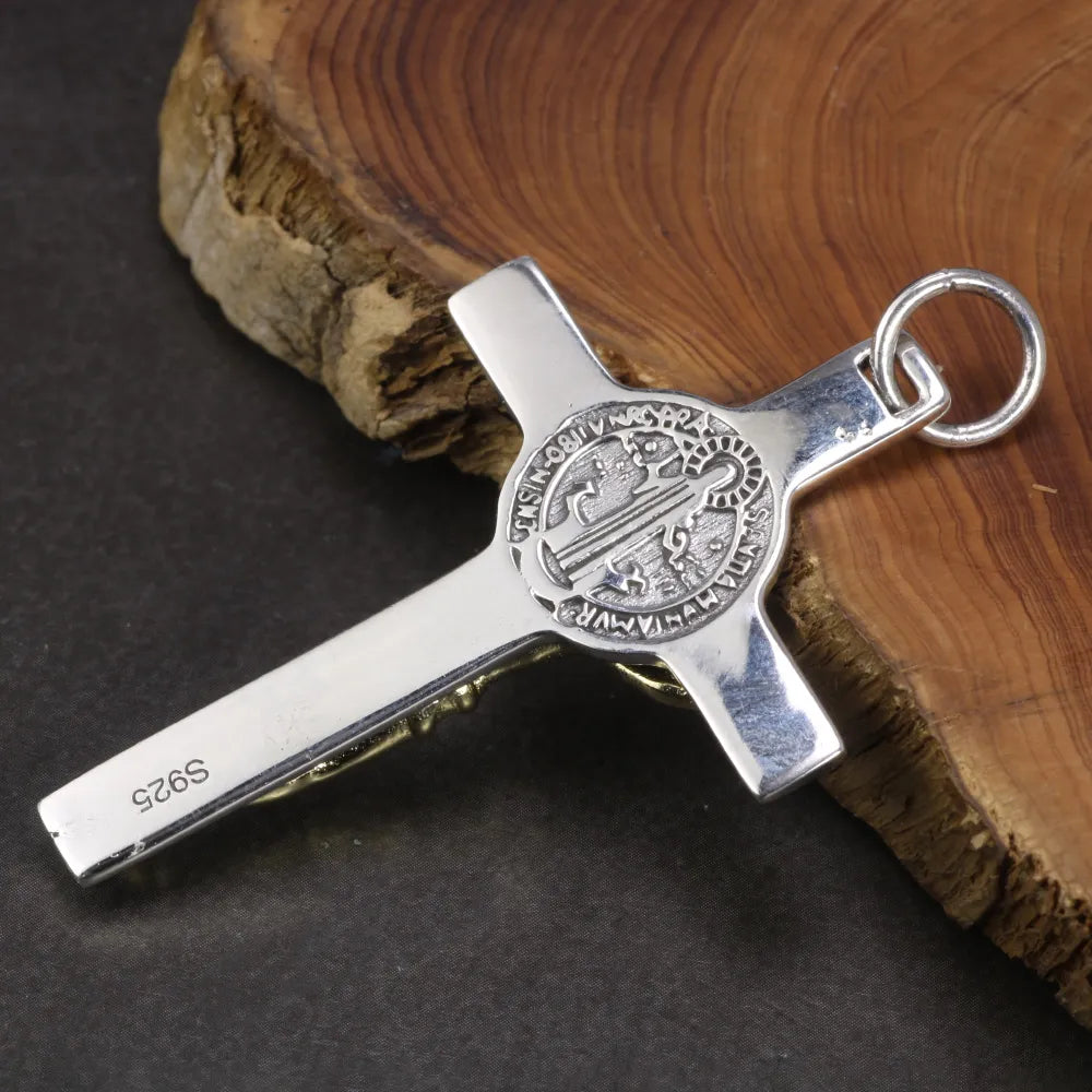 Bicolor-Kreuzanhänger aus Sterlingsilber
