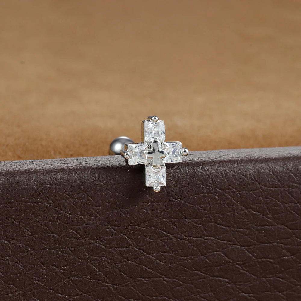 Kreuz-Ohrringe mit Strass