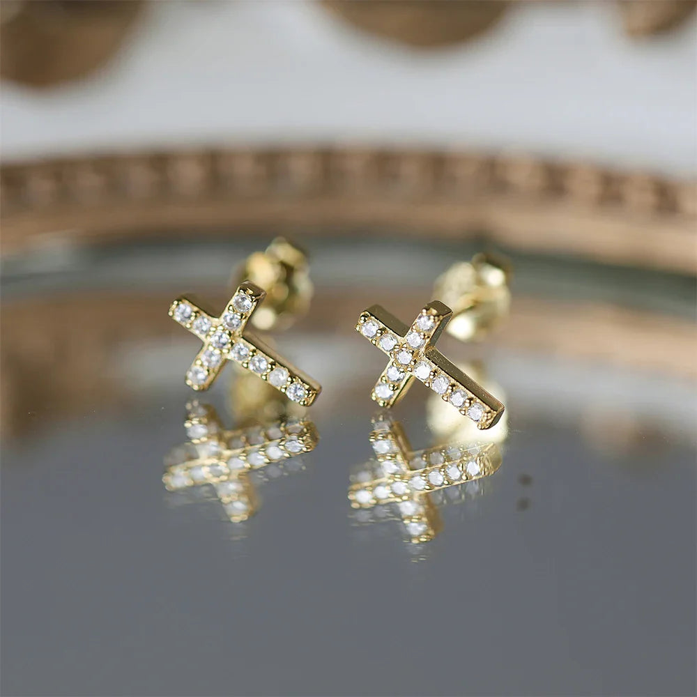Piercing Kreuz mit Zirkonia-Kristallen