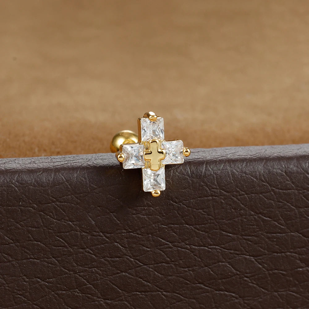 Kreuz-Ohrringe mit Strass