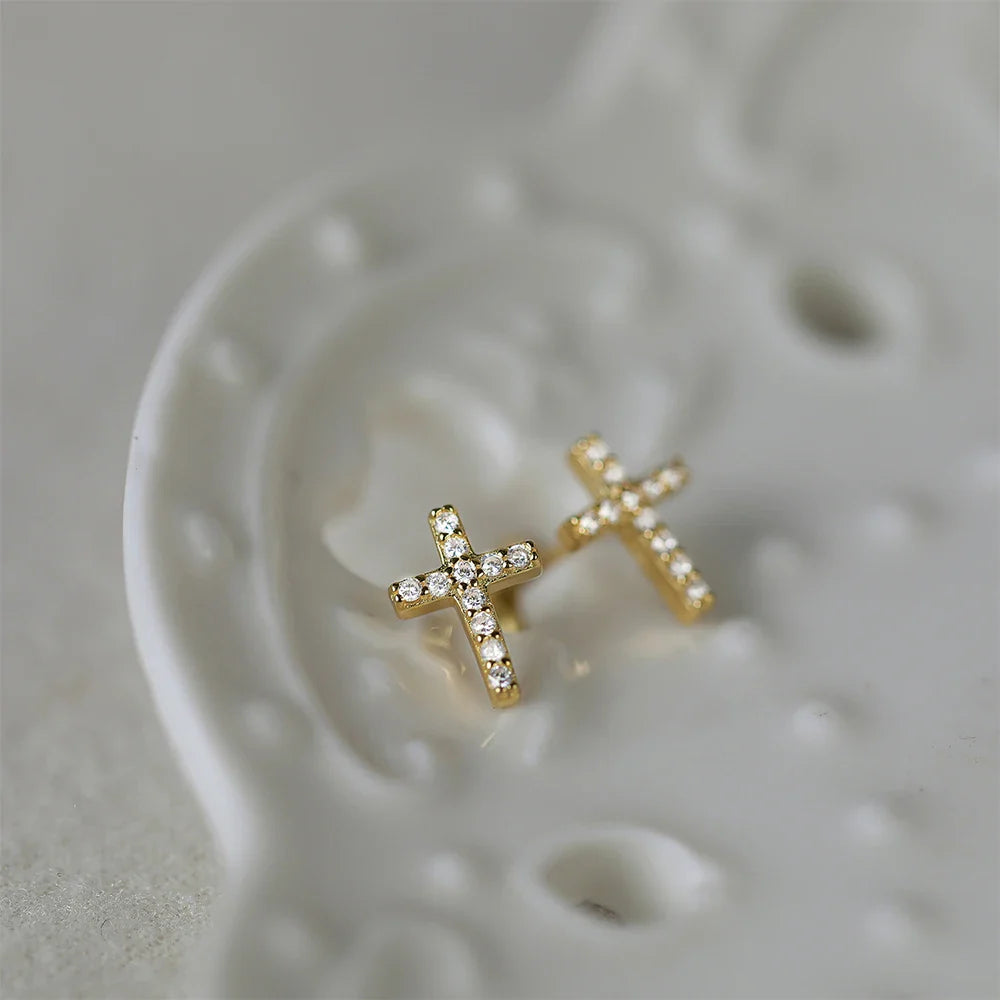 Piercing Kreuz mit Zirkonia-Kristallen
