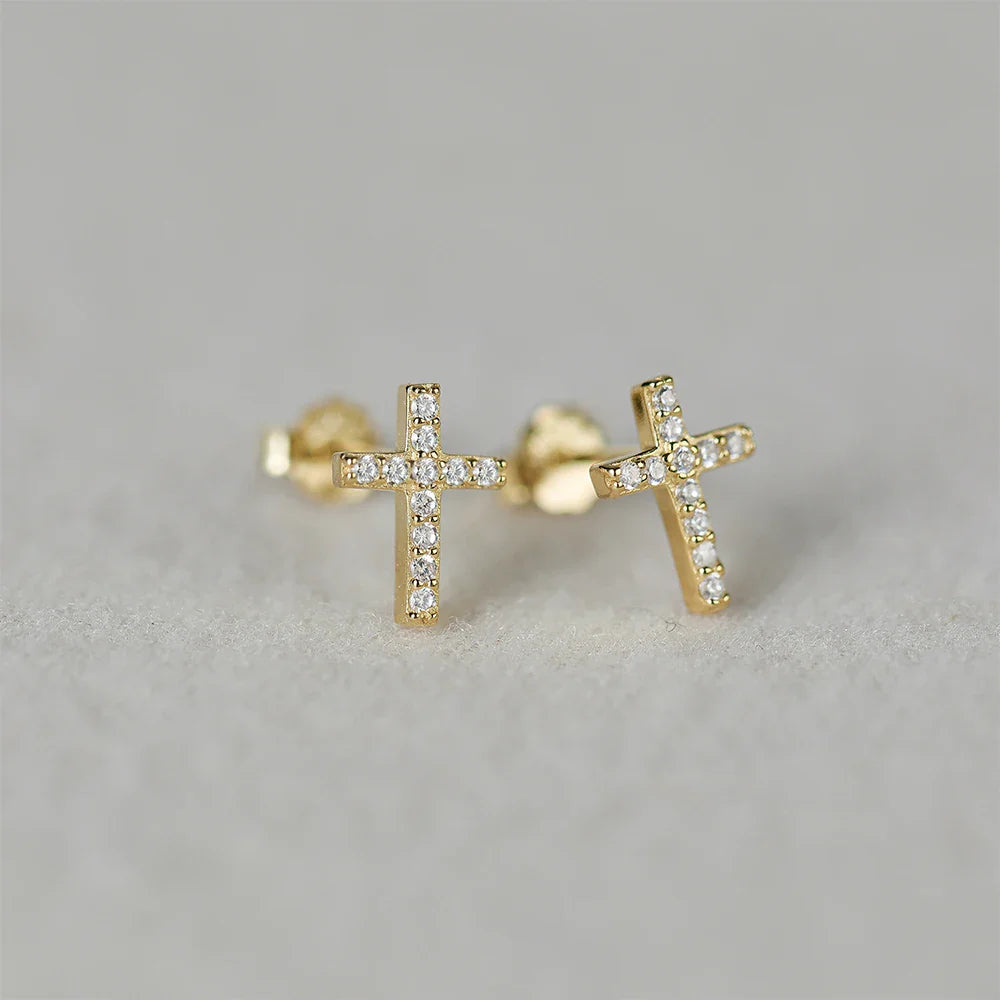 Piercing Kreuz mit Zirkonia-Kristallen
