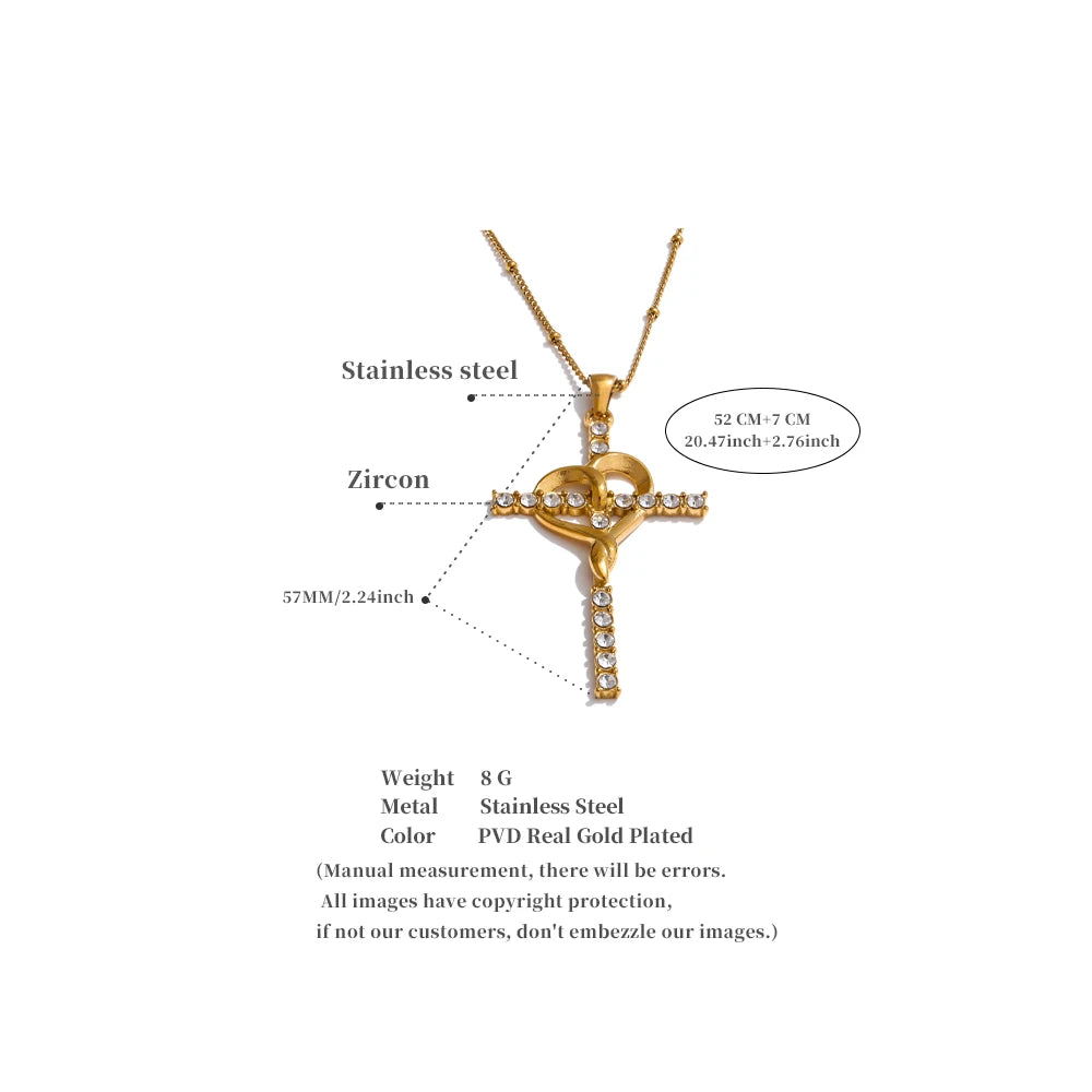 Kreuz Halskette mit verschlungenem Herz