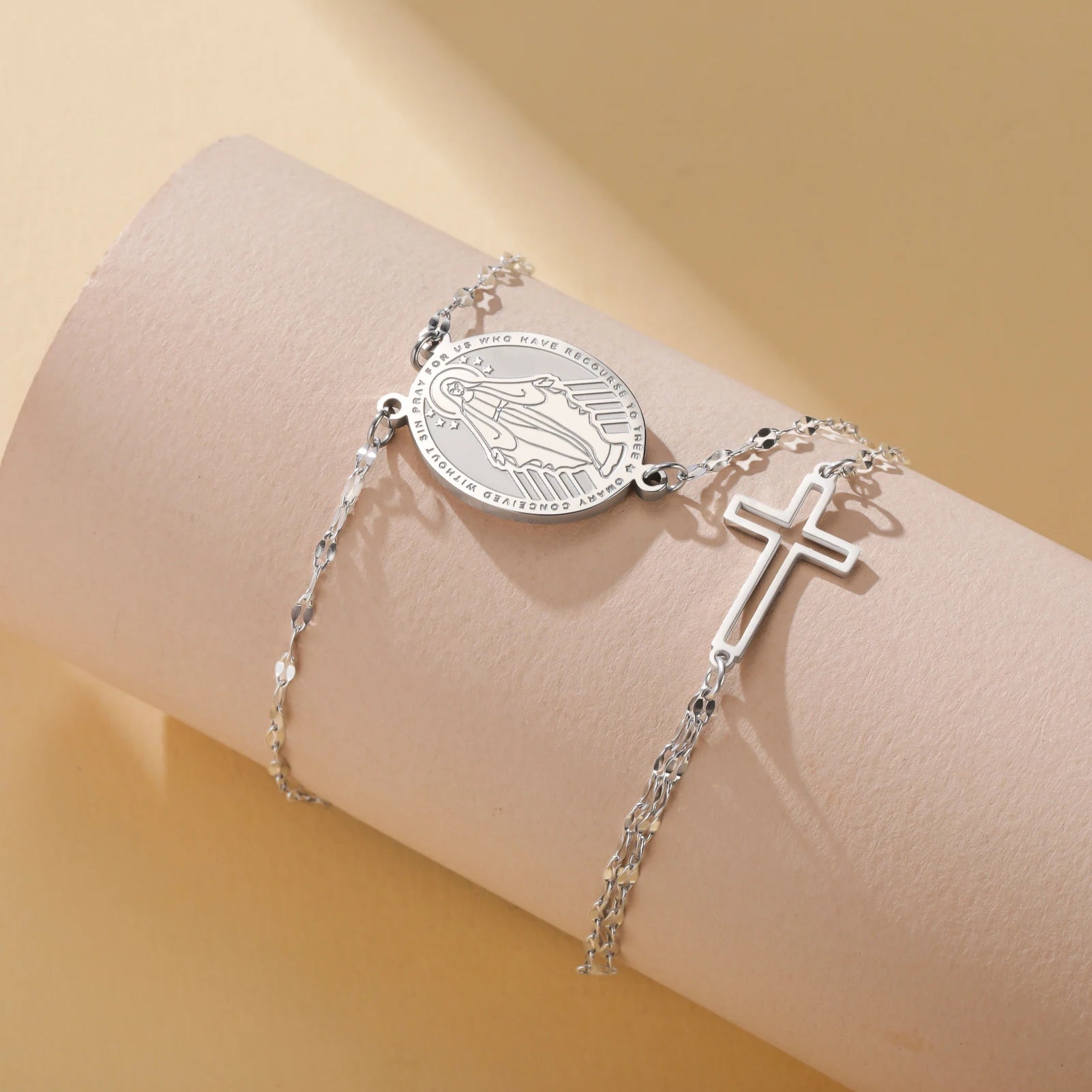 Armband Feines Kreuz & Wundertätige Medaille