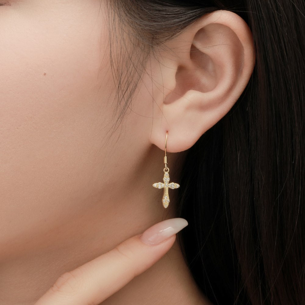 Boucles d'Oreilles Croix Scintillantes