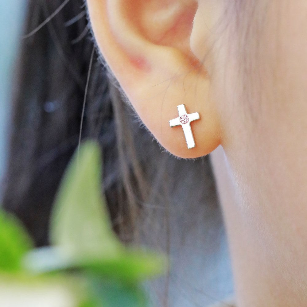 Boucles d'Oreilles Strass Rose