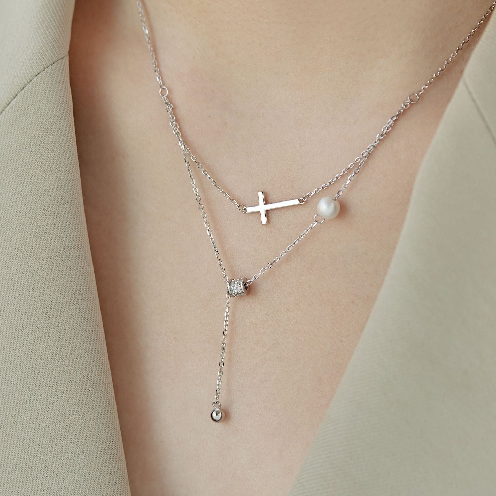 Damen-Kreuz-Halskette aus Silber