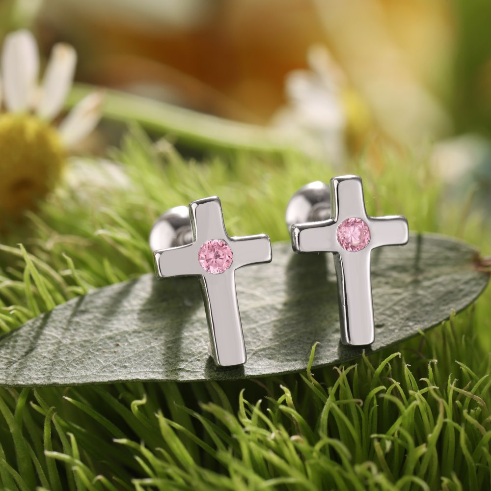 Boucles d'Oreilles Strass Rose