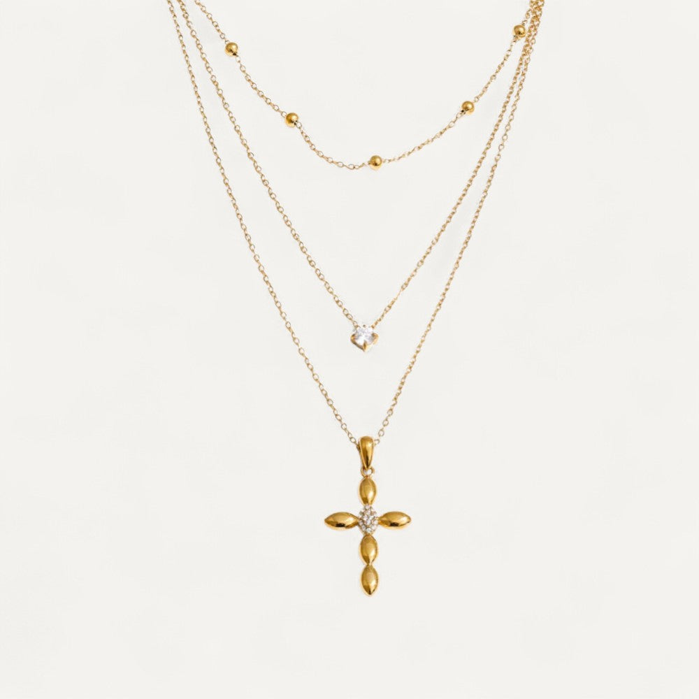Mehrreihige Kreuz Halskette elegant